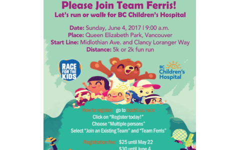 Join Team Ferris - BC Chidren's Hospital